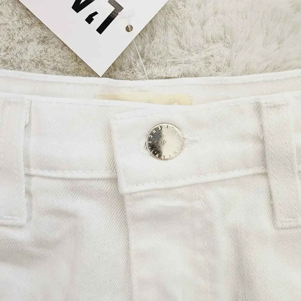 NWT L'AGENCE Ryland White High Rise Frayed Hem Denim Shorts Women's 2 - Picture 3 of 13